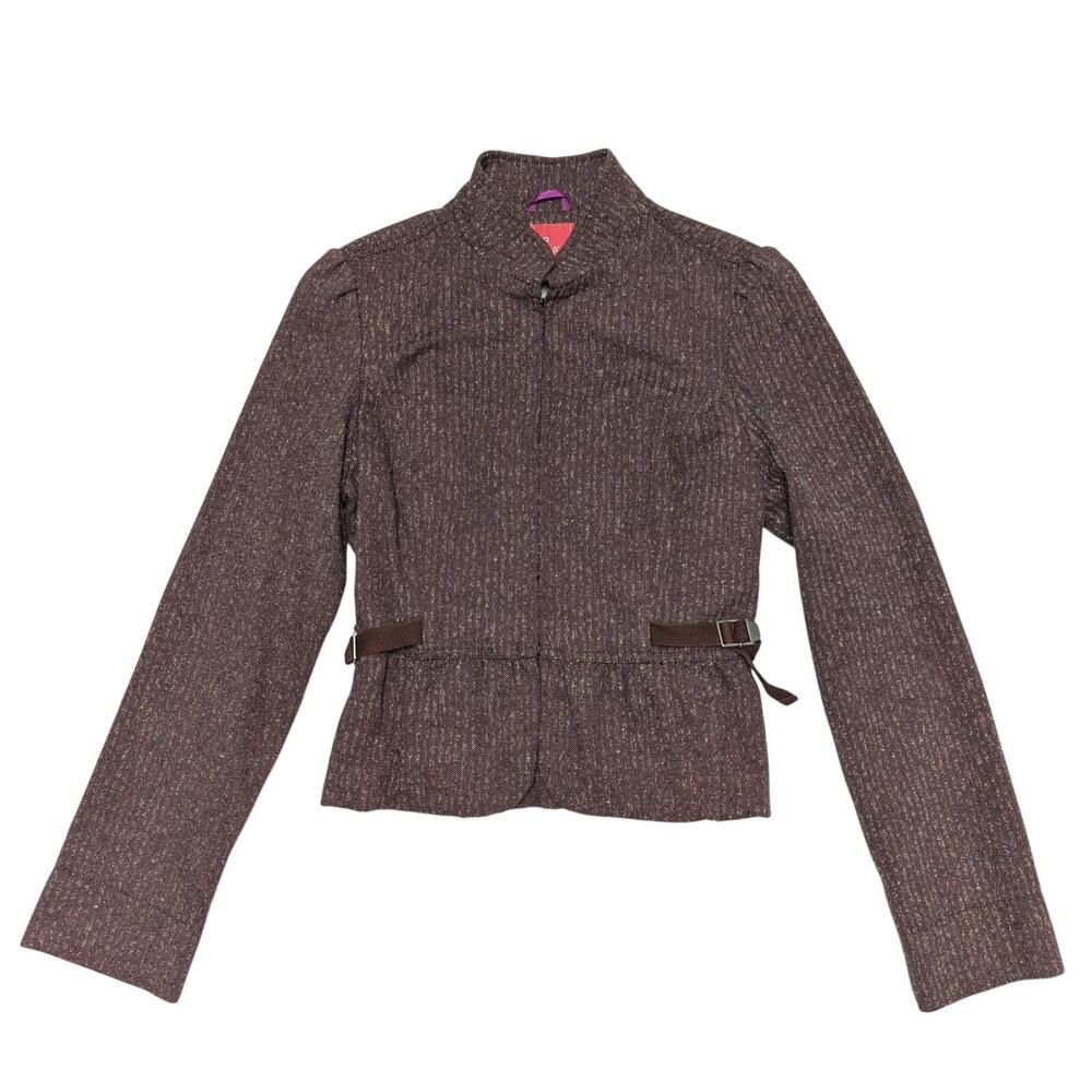 Anthropologie Lux Equestrian Riding Style Tweed Jacket Brown Womens L Horse Girl